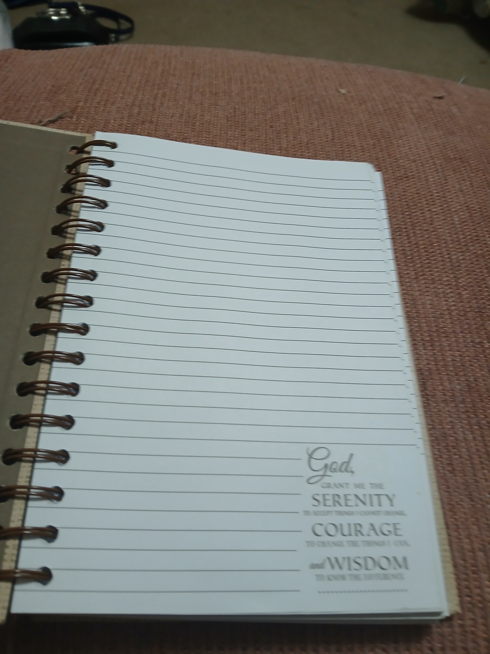 Serenity Prayer Spiral Notebook - Beige Text Cover - Picture 2 of 2
